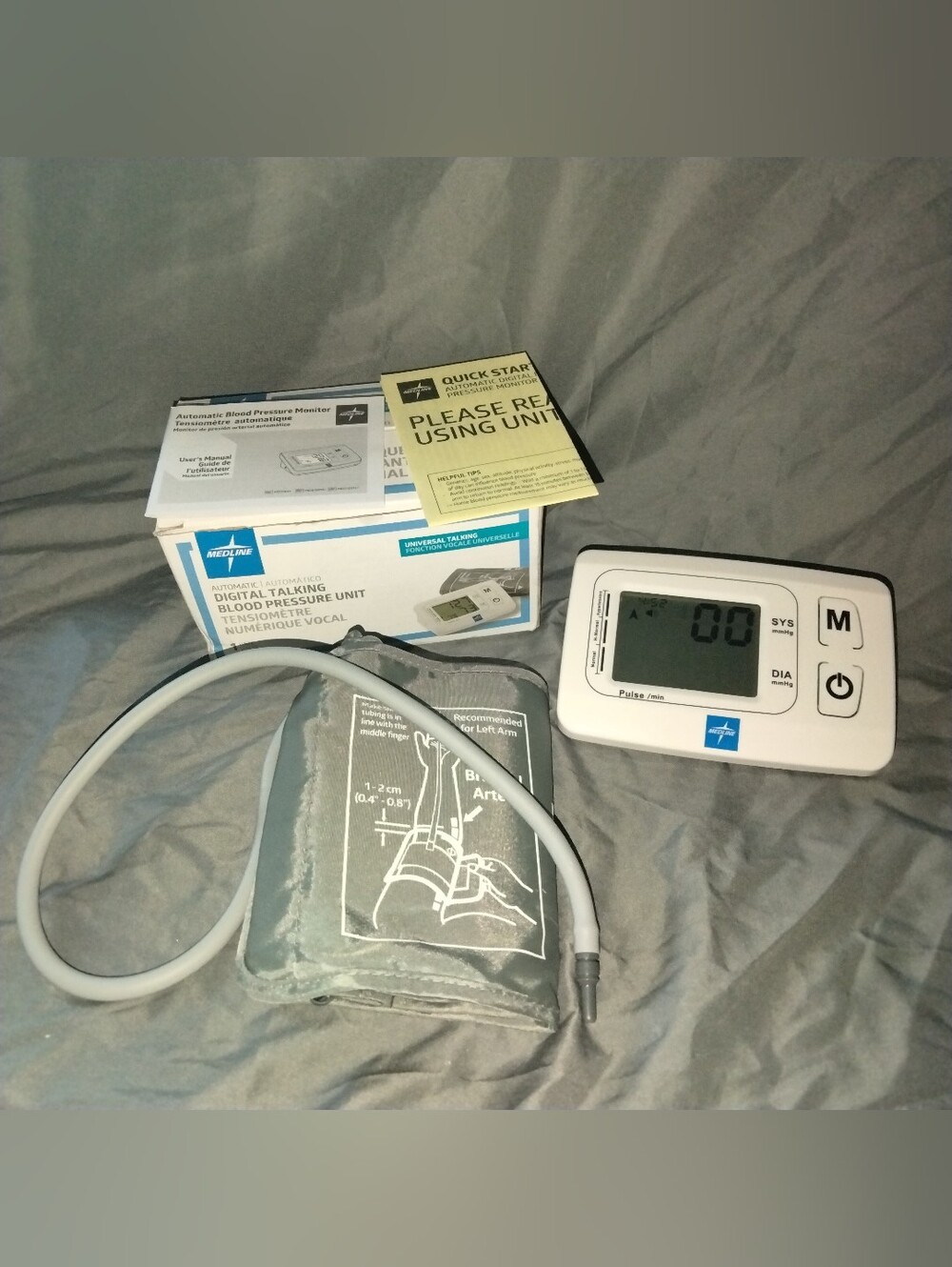 Digital Talking Blood Pressure Monitor - White with Gray Cuff